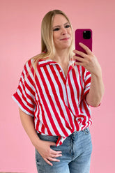 BLUSE MIA | ROT-HIMMELBLAU
