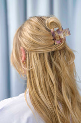 Square Haarklammer marmoriertem Rosa, Beige, Flieder, perlendem Weiss, Haaraccessoire für unterwegs