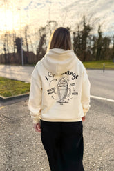 Unisex Hoodie, Farbe Buttermilk Yellow, moderne, oversized Passform, kuschlig weich, Baumwolle, Backprint