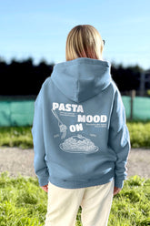 Unisex Hoodie, Farbe Hellblau, Light Blue, moderne, oversized Passform, kuschlig weich, Baumwolle, Backprint