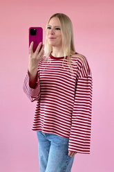 OVERSIZED LONGSLEEVE SOFIA | DUNKELROT-ROSA