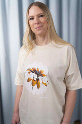 T-Shirt Oversized Sunflower Natural Raw Print Blume