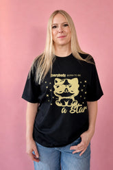 BUILD YOUR OWN T-SHIRT (RELAXED FIT) | EVERYBODY BORN TO BE A STAR | BLACK