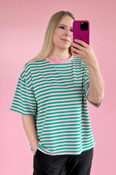 OVERSIZED SHIRT CHIARA | GRÜN-ROSA