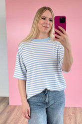 OVERSIZED SHIRT CHIARA | HIMMELBLAU-WEISS