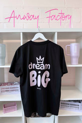 T-Shirt Normal Black Schwarz Print Big Dream rosa Baumwolle