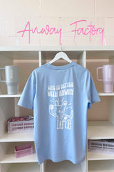 T-Shirt Normal Blue Soul Blau Print weiss Hund Life is better Baumwolle