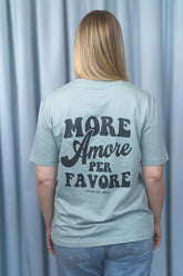 Unisex T-Shirt aus 100% Bio-Baumwolle Aloe grün mit schwarzem Print Aufdruck More Amore Per Favore