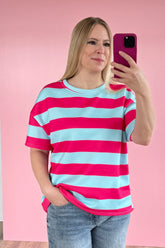 OVERSIZED SHIRT EMMA | TÜRKIS-PINK