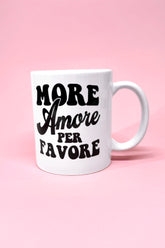 Weisse Keramik Tasse mit schwarzem Print MORE Amore PER FAVORE