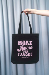 Tasche Tote Bag Black schwarz mit rosa Print Aufdruck More Amore Per Favore