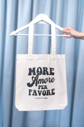 Tasche Tote Bag Natural Raw natur mit schwarzem Print Aufdruck More Amore Per Favore