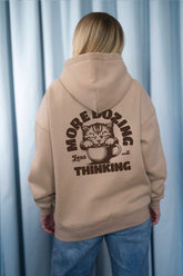 Unisex Hoodie, Farbe Dark Beige, moderne, oversized Passform, kuschlig weich, Baumwolle, Backprint