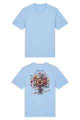 T-Shirt aus 100 % Bio-Baumwolle mit normaler Passform, erhältlich in verschiedenen Farben wie Blue Soul, Cotton Pink, Lavender, Aloe, Weiss und Schwarz. Individuell bedruckbar mit Wunschmotiv. Weiches, angenehm leichtes Material für hohen Tragekomfort. Ideal für einen zeitgemässen, entspannten Look. Mit grossem buntem Blumenstrauss auf dem Rücken und „ANWAY VIBES“-Schriftzug.
