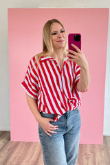 BLUSE MIA | ROT-HIMMELBLAU