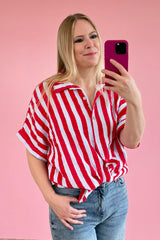 BLUSE MIA | ROT-HIMMELBLAU