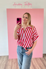 BLUSE MIA | ROT-HIMMELBLAU
