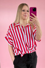 BLUSE MIA | ROT-HIMMELBLAU