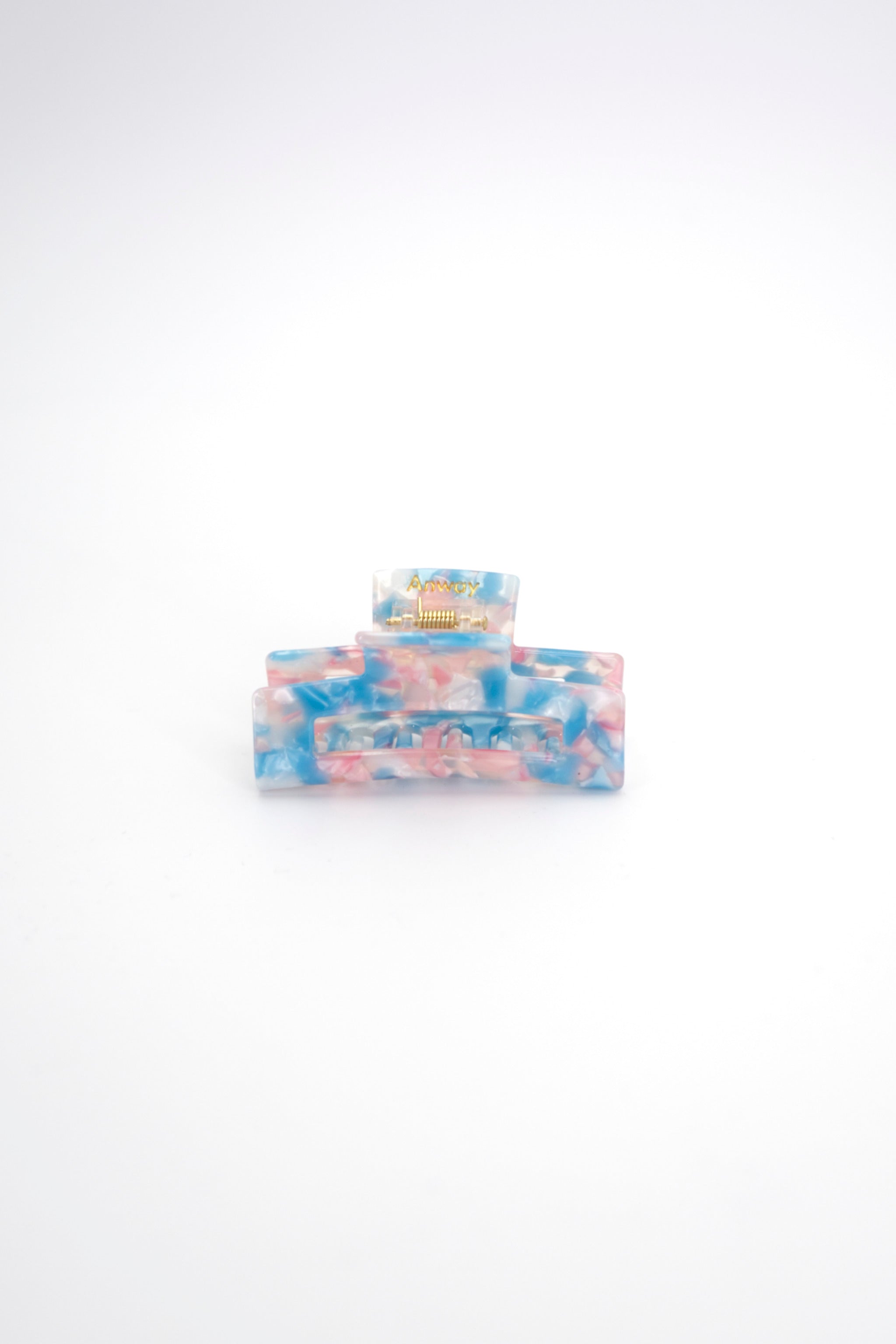 Stilvolle Haarklammer bunt marmoriert mit pastellblauen, rosa und weissfarbenen Akzenten aus robustem und leichtem Material – modisches Haaraccessoire mit sicherem Halt und angenehmem Tragegefühl, ideal für den Alltag und besondere Anlässe.