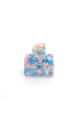 Kompakte Square Haarklammer bunt marmoriert mit pastellblauen, rosa und weissfarbenen Akzenten mit elegantem Design – stilvolles, langlebiges und praktisches Haaraccessoire für unterwegs, das idealen Halt und maximalen Komfort bietet.