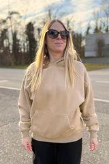 Unisex Hoodie, Farbe Dark Beige, moderne, oversized Passform, kuschlig weich, Baumwolle