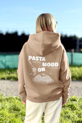 Unisex Hoodie, Farbe Dark Beige, moderne, oversized Passform, kuschlig weich, Baumwolle, Backprint