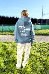 Unisex Hoodie, Farbe Hellblau, Light Blue, moderne, oversized Passform, kuschlig weich, Baumwolle, Backprint
