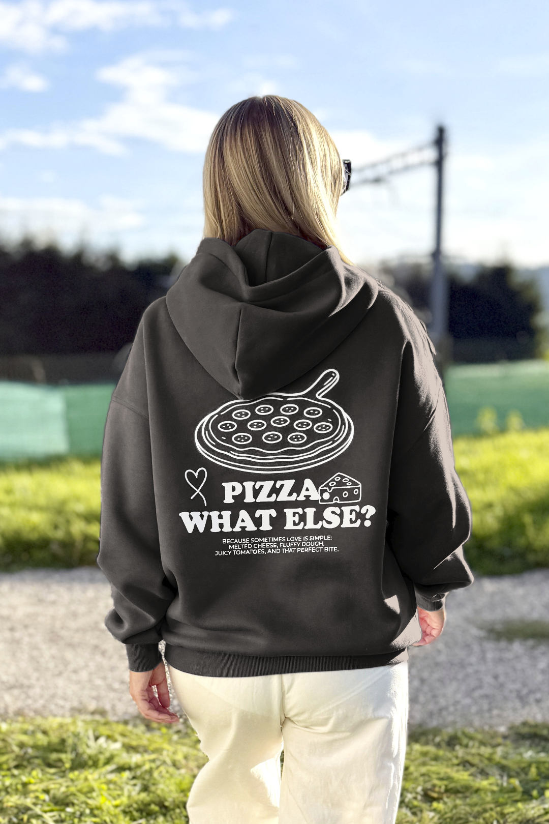 Unisex Hoodie, Farbe Dark Gray, moderne, oversized Passform, kuschlig weich, Baumwolle, Backprint