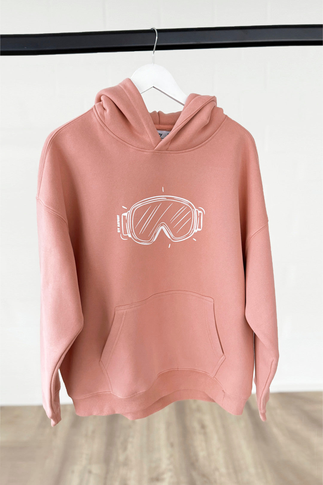 Unisex Hoodie, Farbe Soft Coral, moderne, oversized Passform, kuschlig weich, Baumwolle, Frontprint