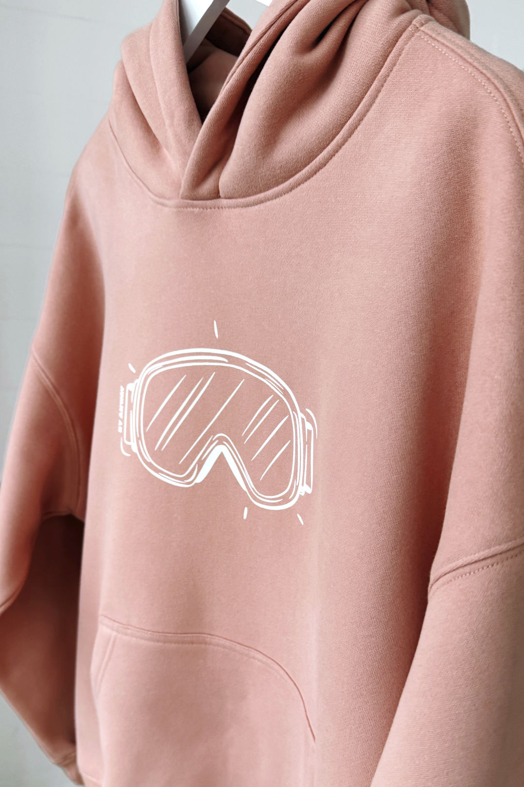 Unisex Hoodie, Farbe Soft Coral, moderne, oversized Passform, kuschlig weich, Baumwolle, Frontprint