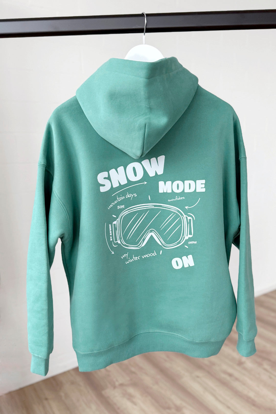 Unisex Hoodie, Farbe Turquoise Green, moderne, oversized Passform, kuschlig weich, Baumwolle, Backprint