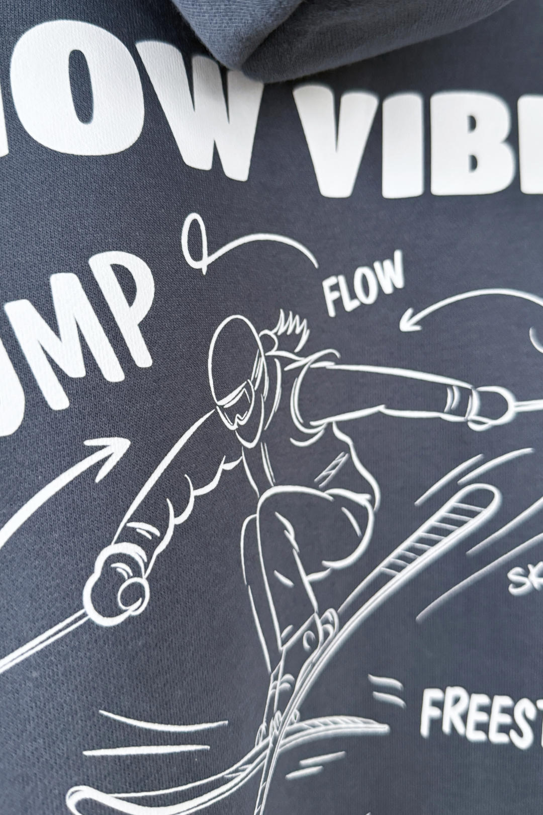 Unisex Hoodie, Farbe Slate Blue, moderne, oversized Passform, kuschlig weich, Baumwolle, Backprint, SNOW VIBES