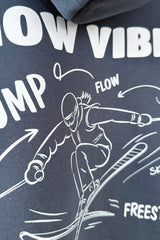 Unisex Hoodie, Farbe Slate Blue, moderne, oversized Passform, kuschlig weich, Baumwolle, Backprint, SNOW VIBES