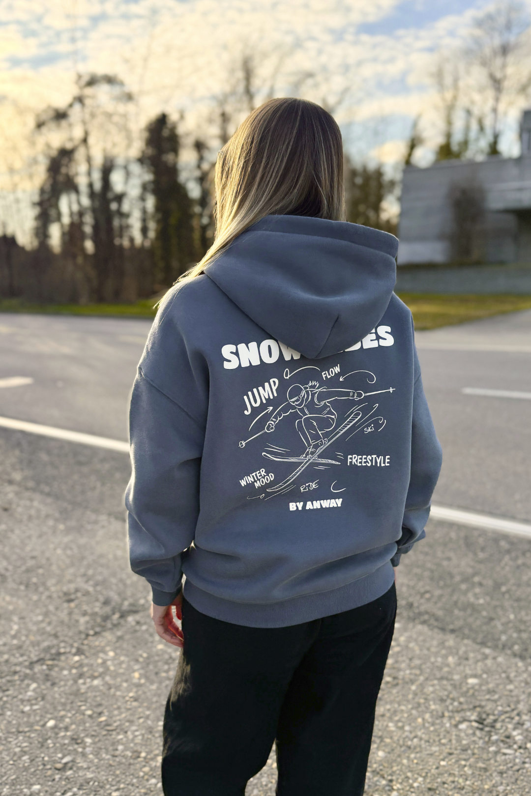 Unisex Hoodie, Farbe Slate Blue, moderne, oversized Passform, kuschlig weich, Baumwolle