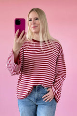 OVERSIZED LONGSLEEVE SOFIA | DUNKELROT-ROSA