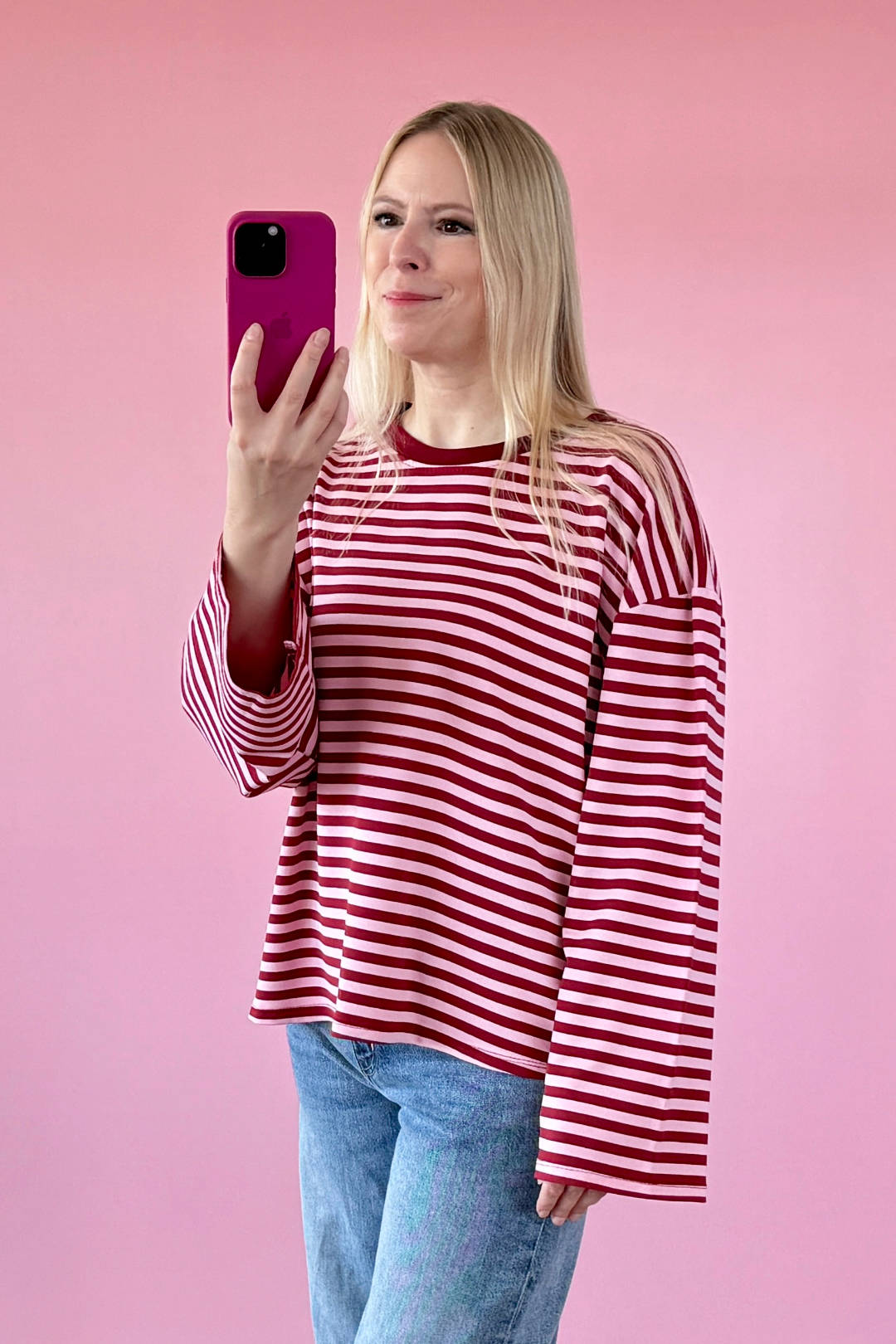 OVERSIZED LONGSLEEVE SOFIA | DUNKELROT-ROSA