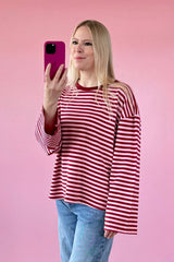 OVERSIZED LONGSLEEVE SOFIA | DUNKELROT-ROSA