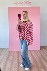 OVERSIZED LONGSLEEVE SOFIA | DUNKELROT-ROSA