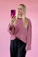 OVERSIZED LONGSLEEVE SOFIA | DUNKELROT-ROSA
