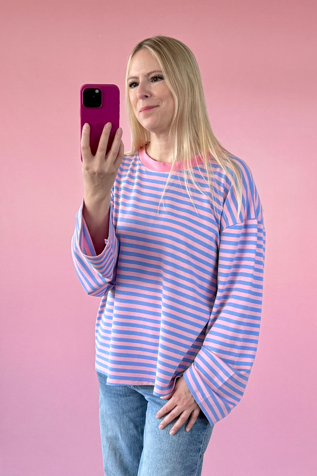 OVERSIZED LONGSLEEVE SOFIA | HELLBLAU-ROSA
