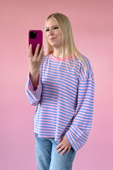 OVERSIZED LONGSLEEVE SOFIA | HELLBLAU-ROSA