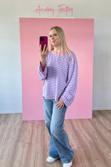 OVERSIZED LONGSLEEVE SOFIA | HELLBLAU-ROSA