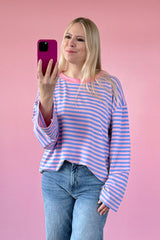 OVERSIZED LONGSLEEVE SOFIA | HELLBLAU-ROSA