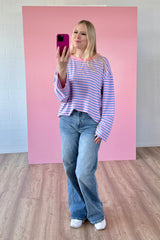 OVERSIZED LONGSLEEVE SOFIA | HELLBLAU-ROSA