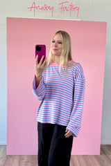 OVERSIZED LONGSLEEVE SOFIA | HELLBLAU-ROSA