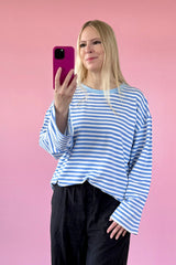 OVERSIZED LONGSLEEVE SOFIA | HIMMELBLAU-WEISS