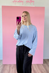 OVERSIZED LONGSLEEVE SOFIA | HIMMELBLAU-WEISS