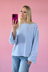 OVERSIZED LONGSLEEVE SOFIA | HIMMELBLAU-WEISS