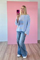 OVERSIZED LONGSLEEVE SOFIA | HIMMELBLAU-WEISS