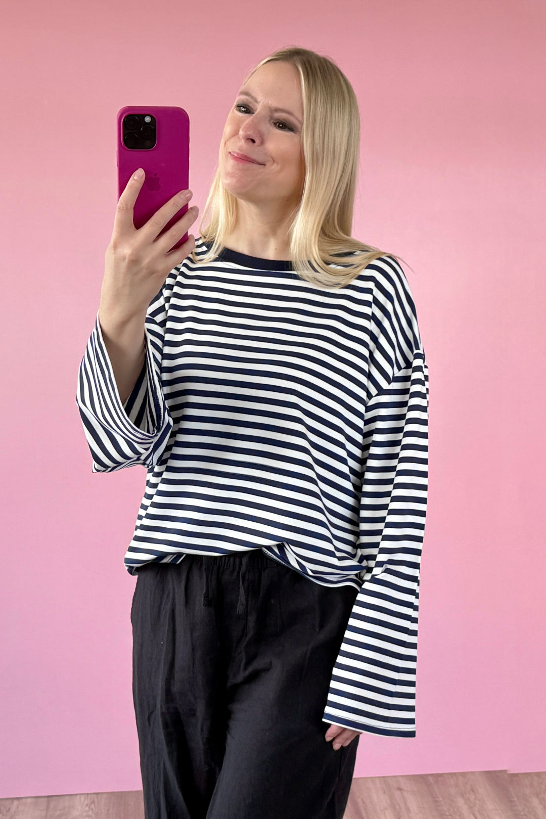 OVERSIZED LONGSLEEVE SOFIA | NAVY-WEISS
